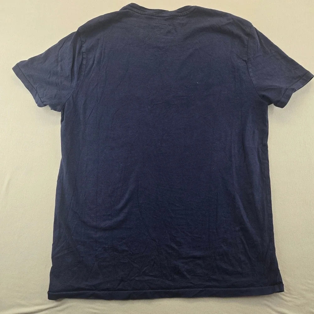 Polo Ralph Lauren Shirt Mens Large Navy Blue Custom Slim Fit Graphic Logo Tee